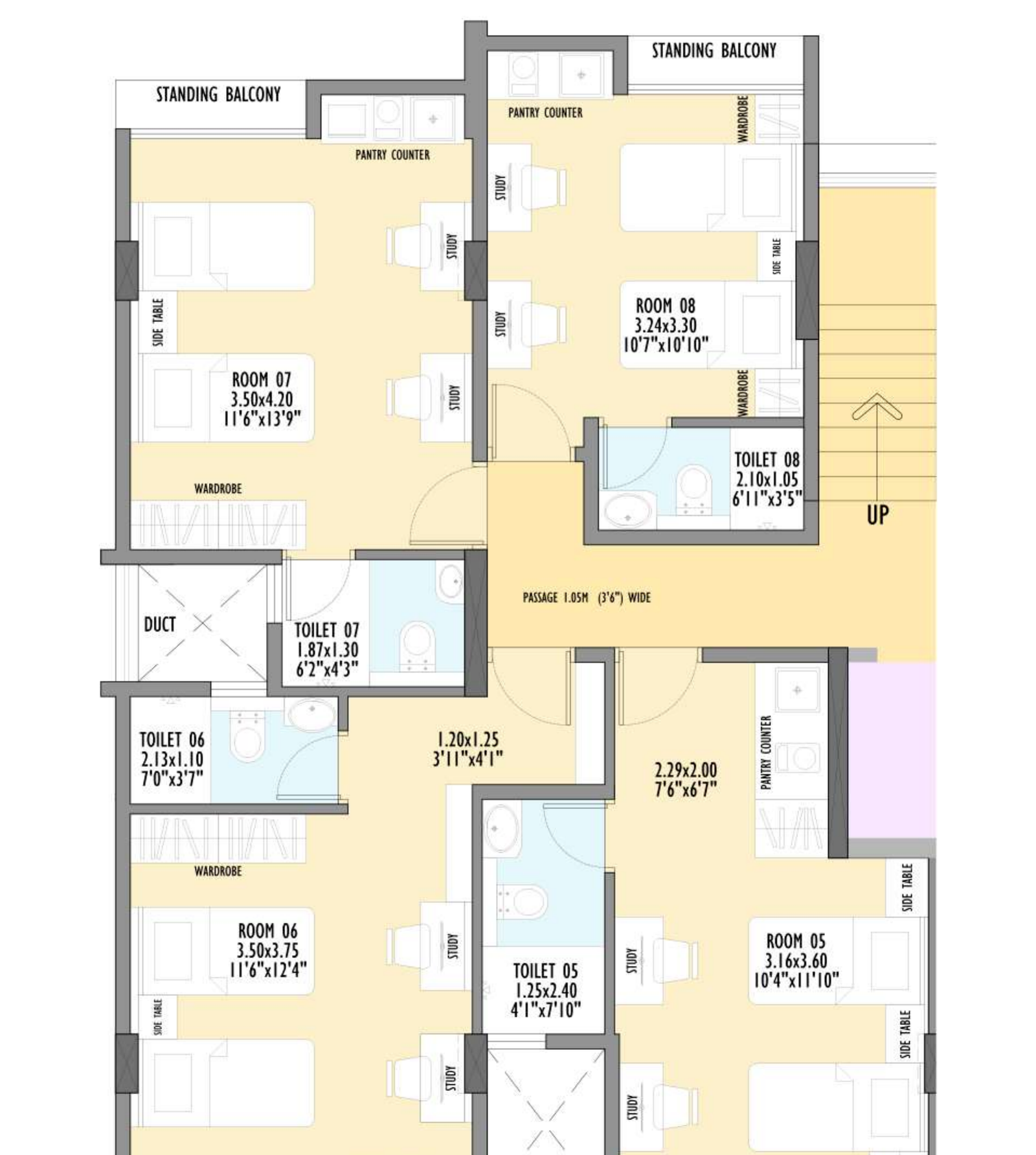 Studio apartment layout detail